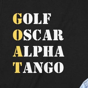GOAT Military Phonetic Alphabet Shirt: Funny Graphic Tee
