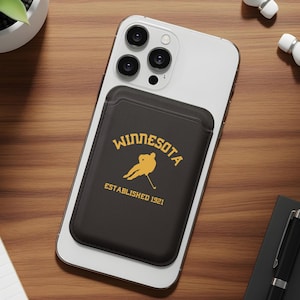 Winnesota Hockey-Fangeschenk - MagSafe®-Geldbörse aus veganem Leder, schlanker Kartenhalter für Minnesota Hockeyliebhaber, Retro Minnesota Sportzubehör