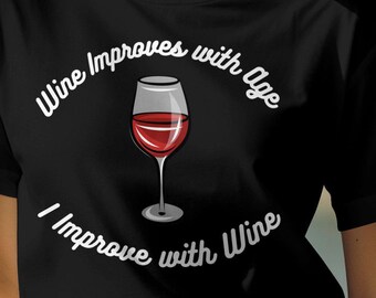 Zabawna koszulka z winem – wino smakuje lepiej z wiekiem: luźna koszulka damska, bluza z kapturem lub swetrowa