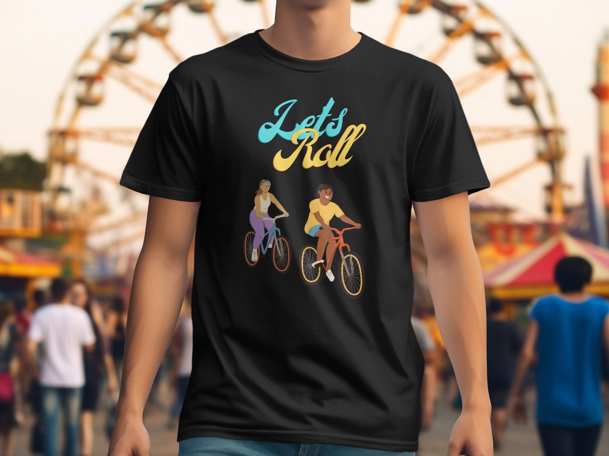 Let's Roll Bicycle T-Shirt: Women's Relaxed Cycling Tee, Mug, Tote Bag
