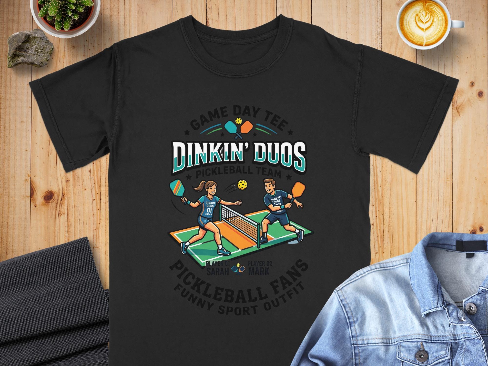 Dinkin' Duos Pickleball T-Shirt, Funny Game Day Sport Outfit