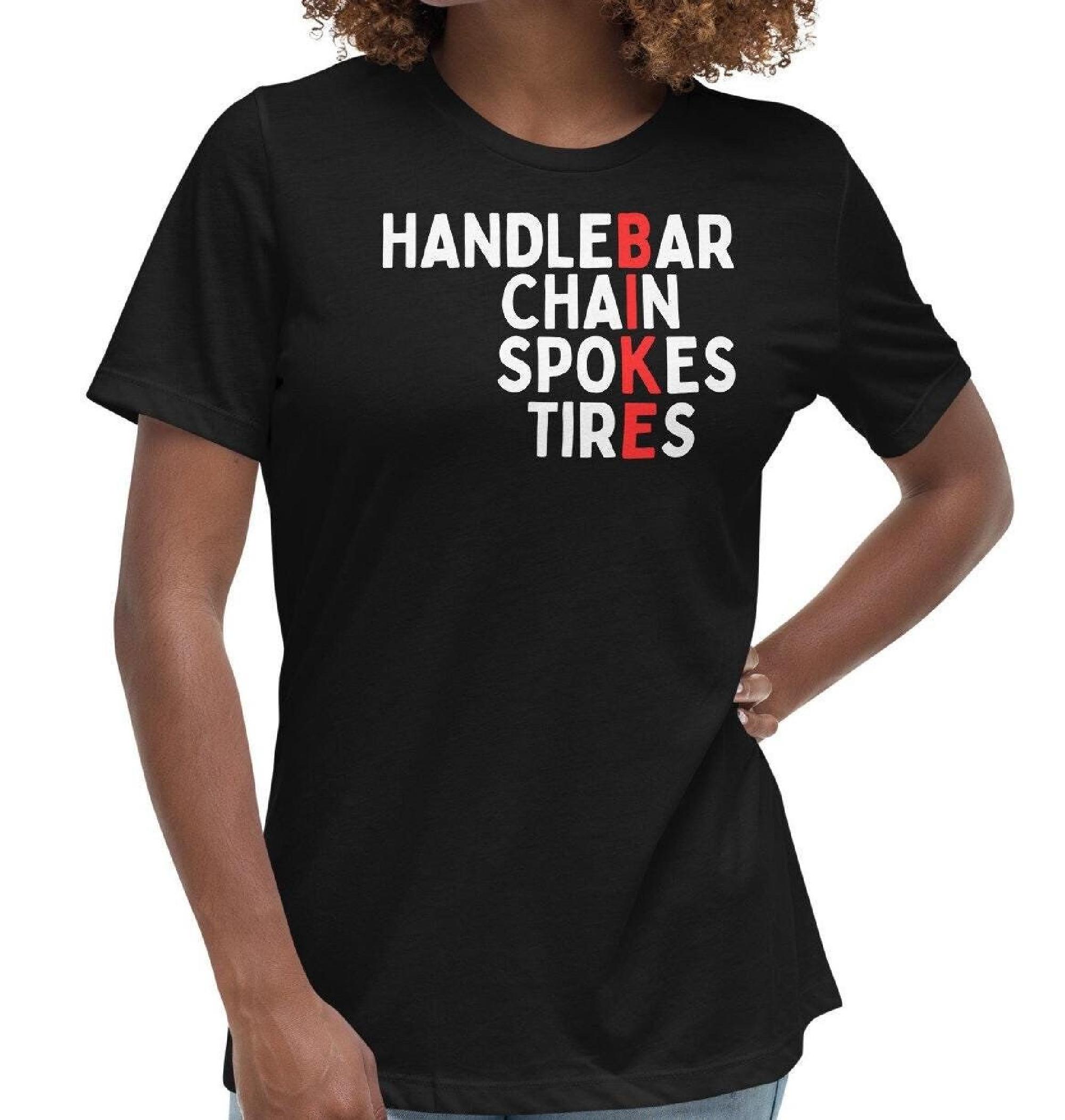 Women's Cotton Bike Shirt: Handlebar, Chain, Spokes, Tires Cycling Parts Design