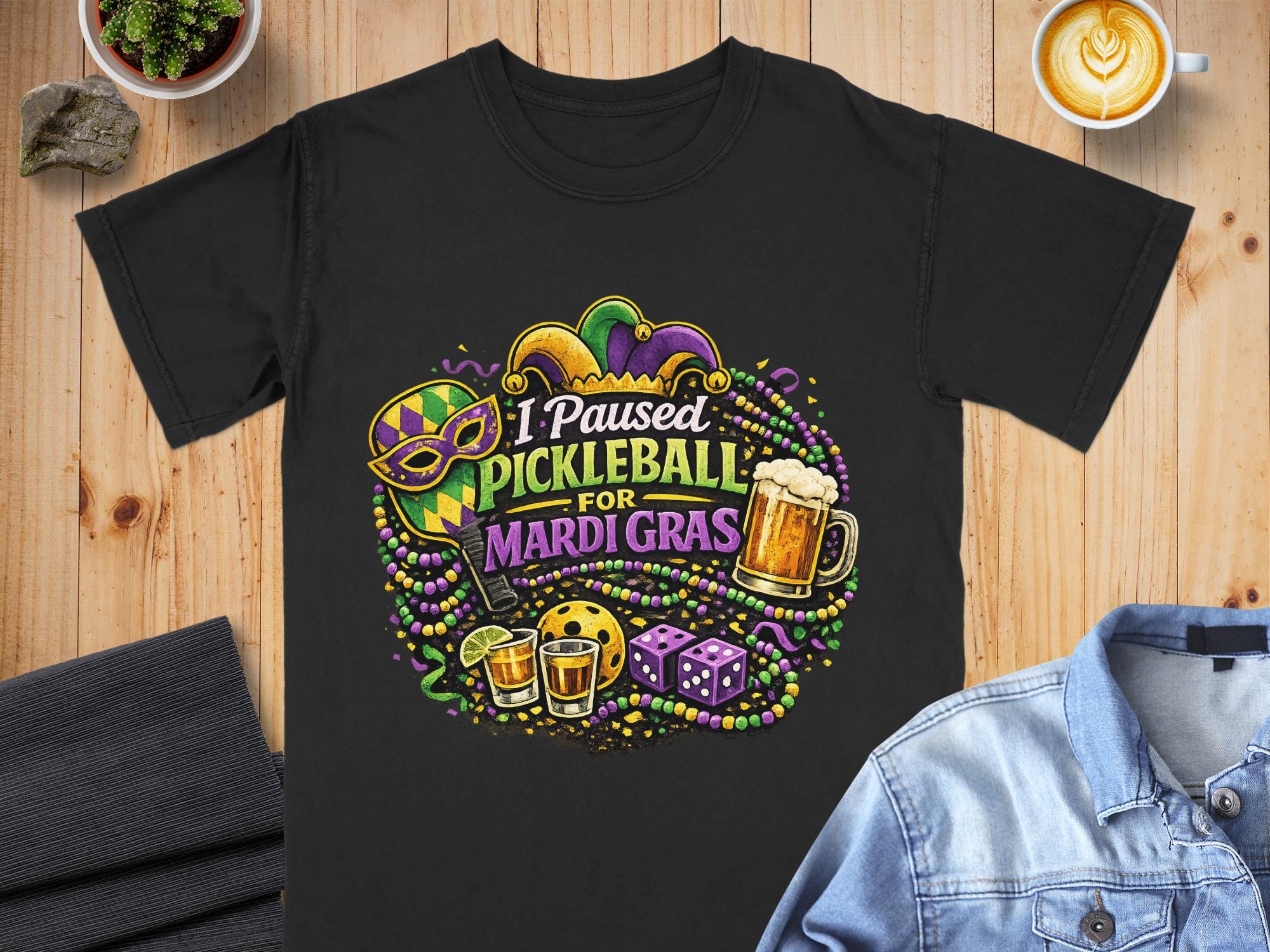 Mardi Gras Pickleball T-Shirt, Comfort Colors Cotton Tee