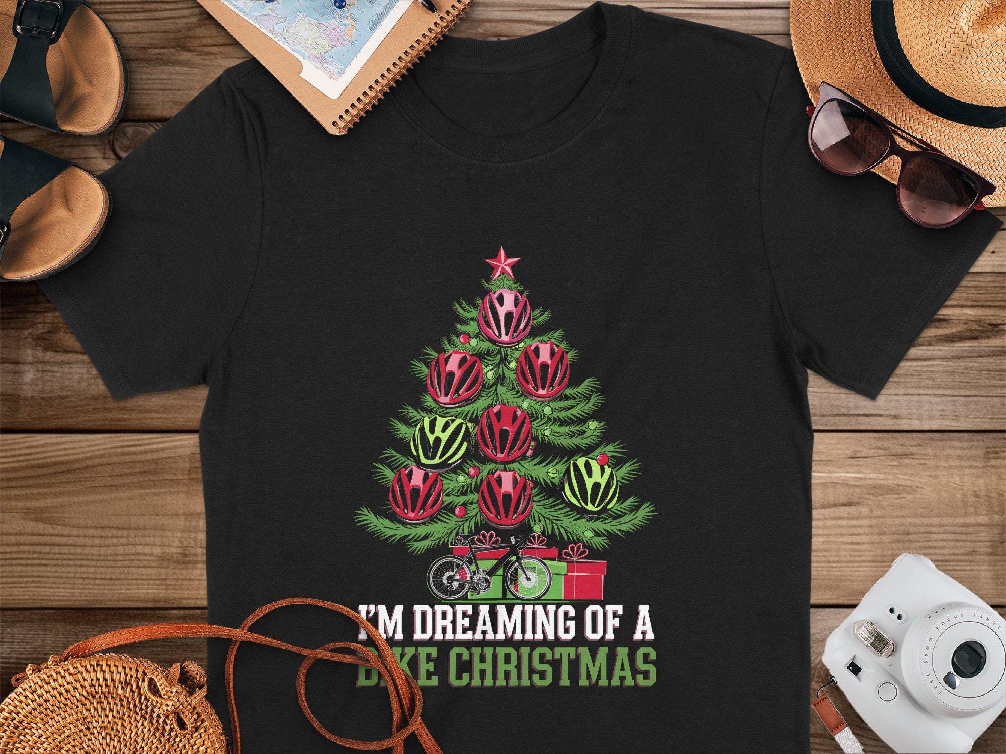 Christmas Bike Shirt - Xmas Cycling Tee, "I'm Dreaming of a Bike Christmas"