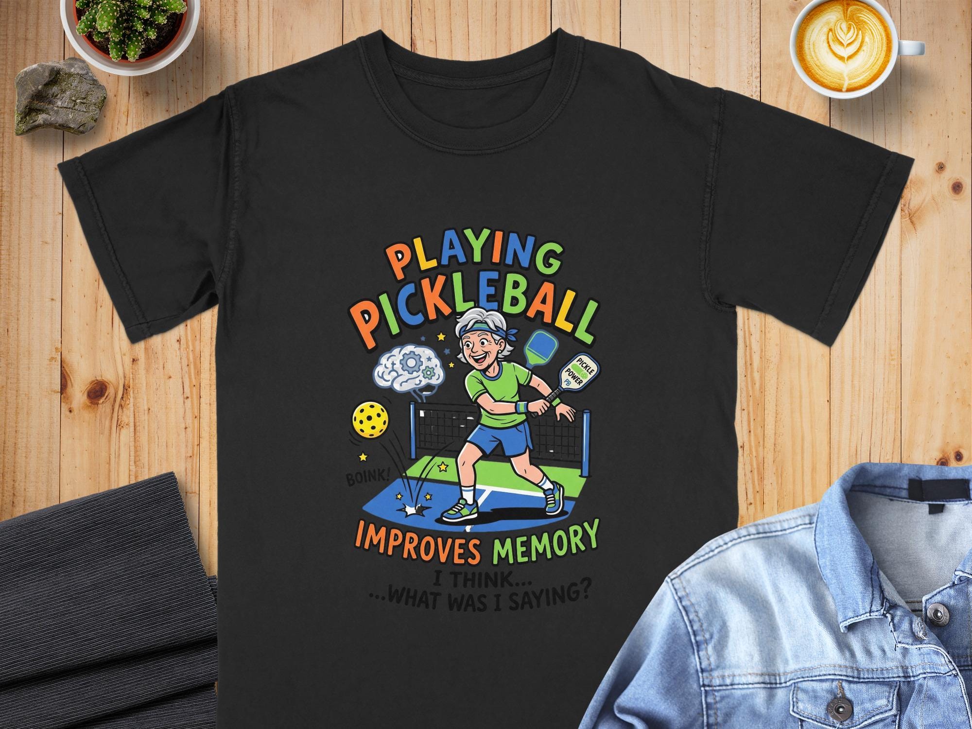 Funny Pickleball T-Shirt for Seniors | Playing Pickleball Improves Memory Humorous Gift Tee