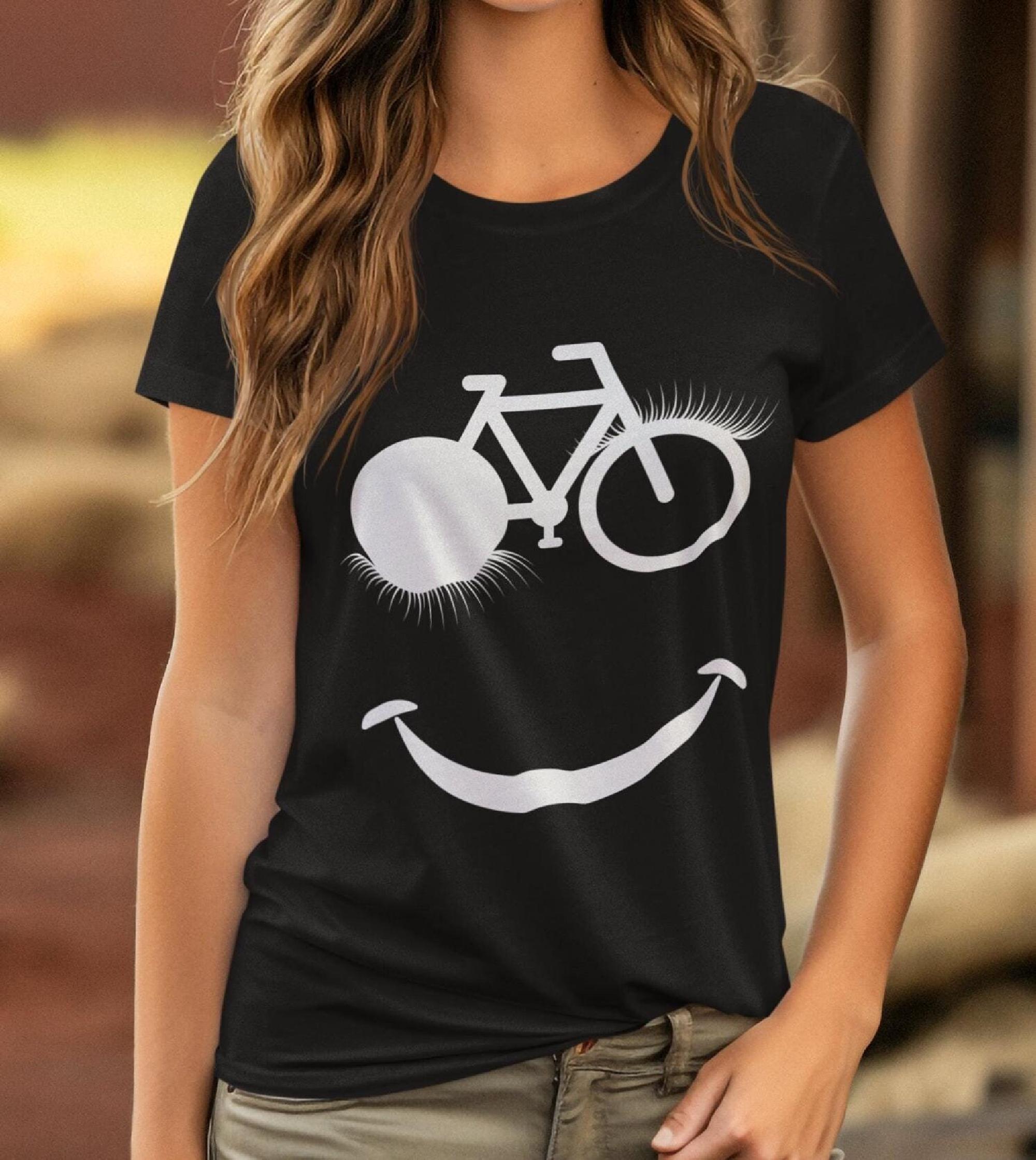 Bike Smile Wink Face Tee - Playful Cycling Gift