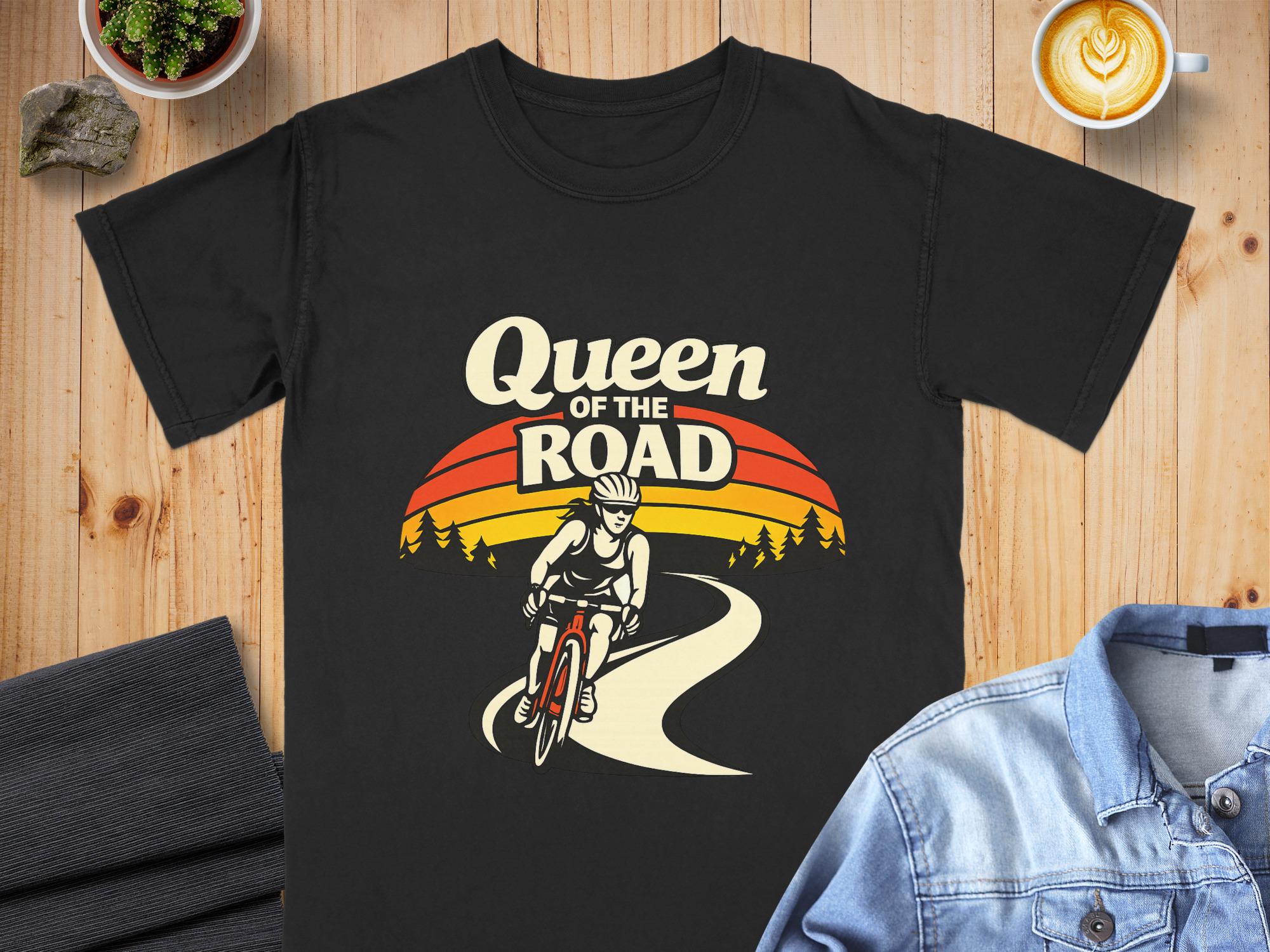 Retro Cycling T-Shirt - Queen of the Road, Comfort Colors Cotton Tee