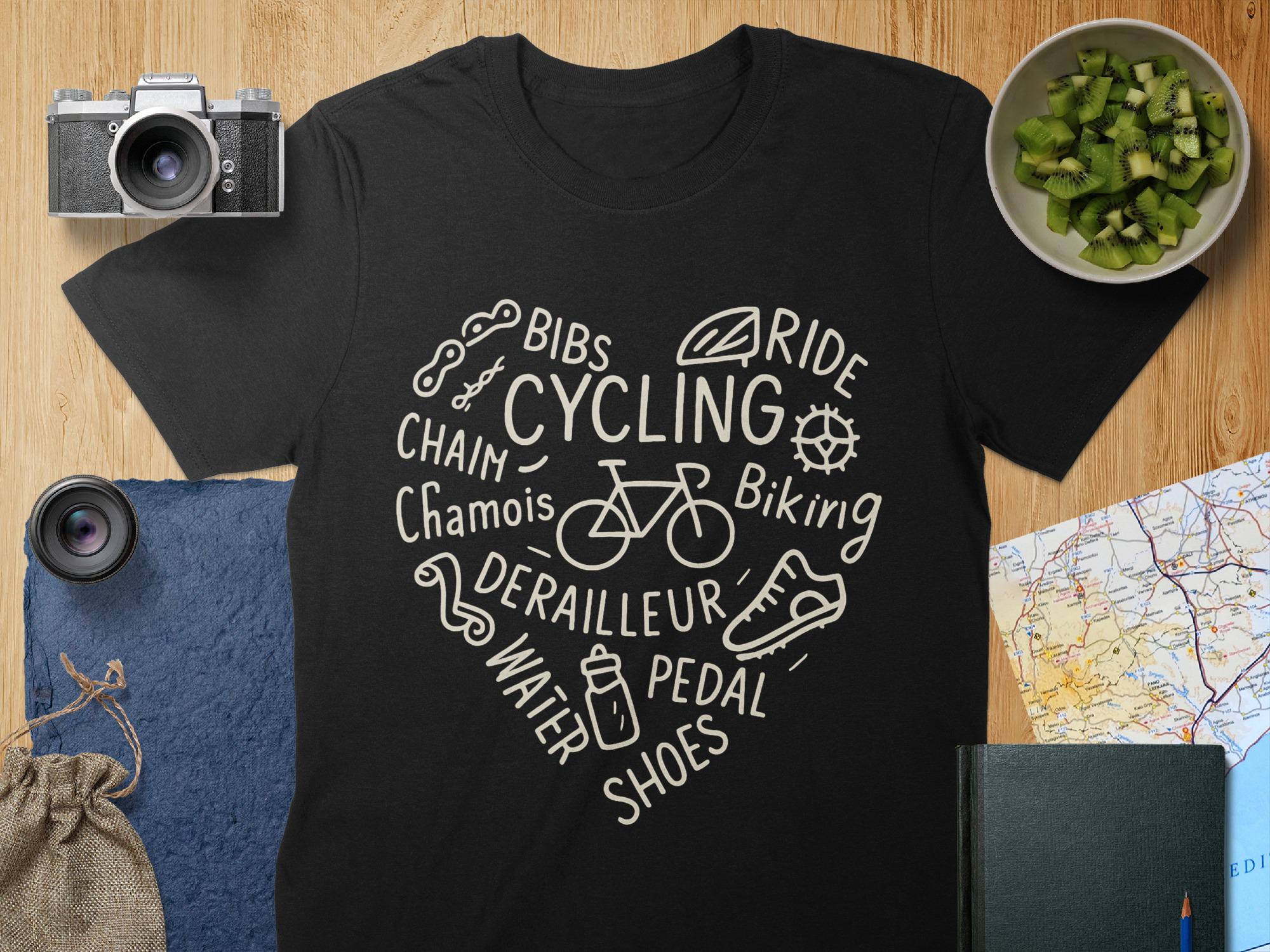 Heart Shaped Cycling T-Shirt or Mug Gift: Bike Lover Accessories - Unisex or Women's Fit