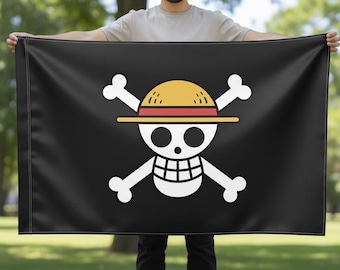 Jolly Roger Straw Hat Flag, Anime Manga Pirates Symbol, Polyester Protest Flag