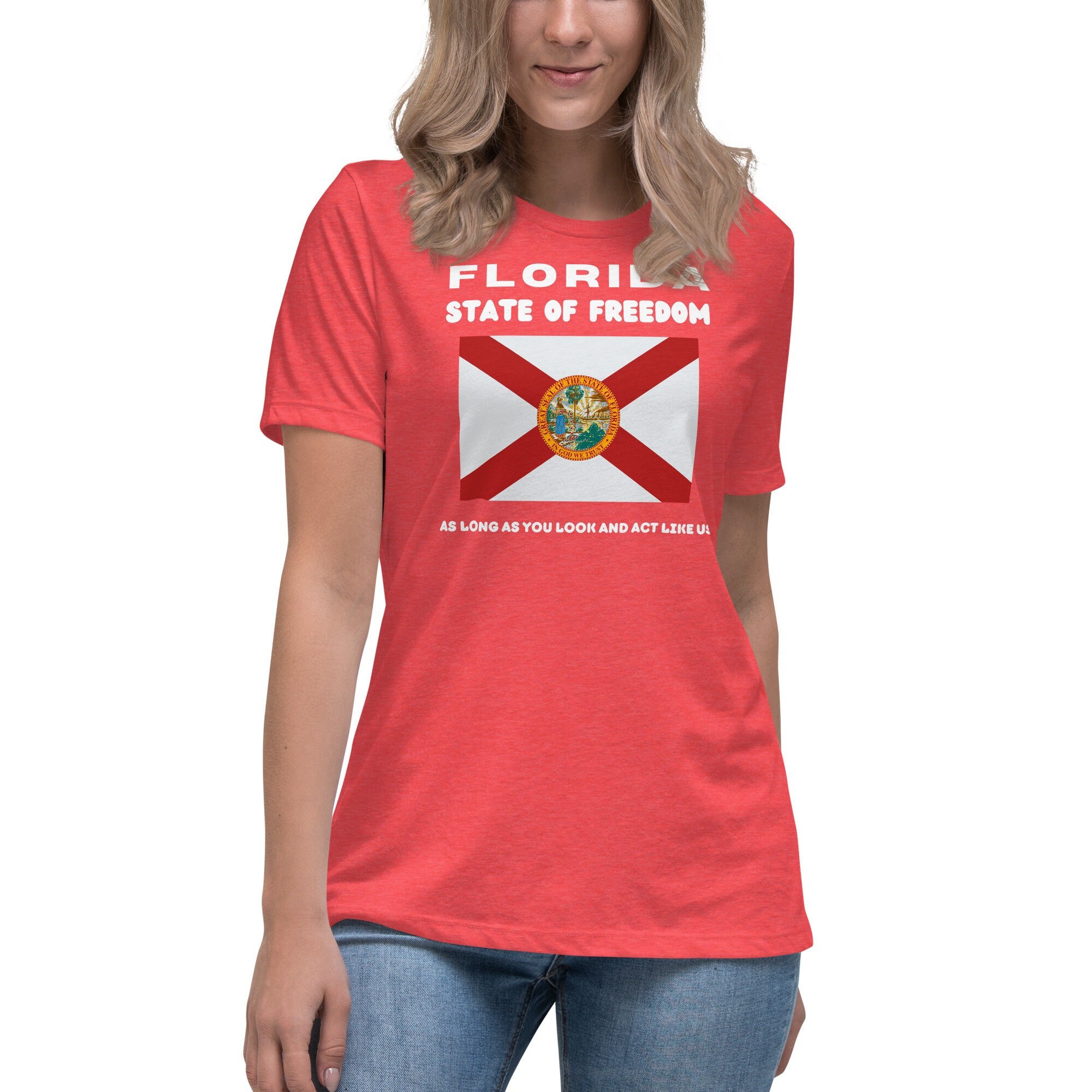 Florida State of Freedom T-Shirt: Women's Relaxed Fit Cotton Tee
