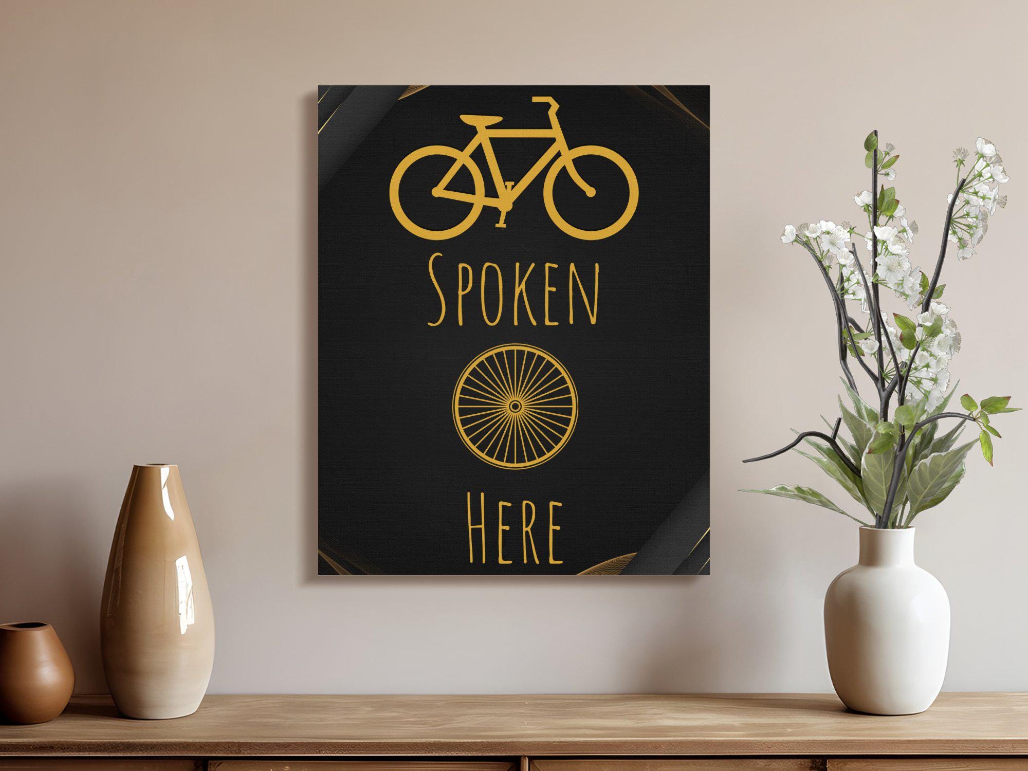 Bike Spoken Here - Bicycle Poster: Minimalist Cycling Art Print (16" x 20")