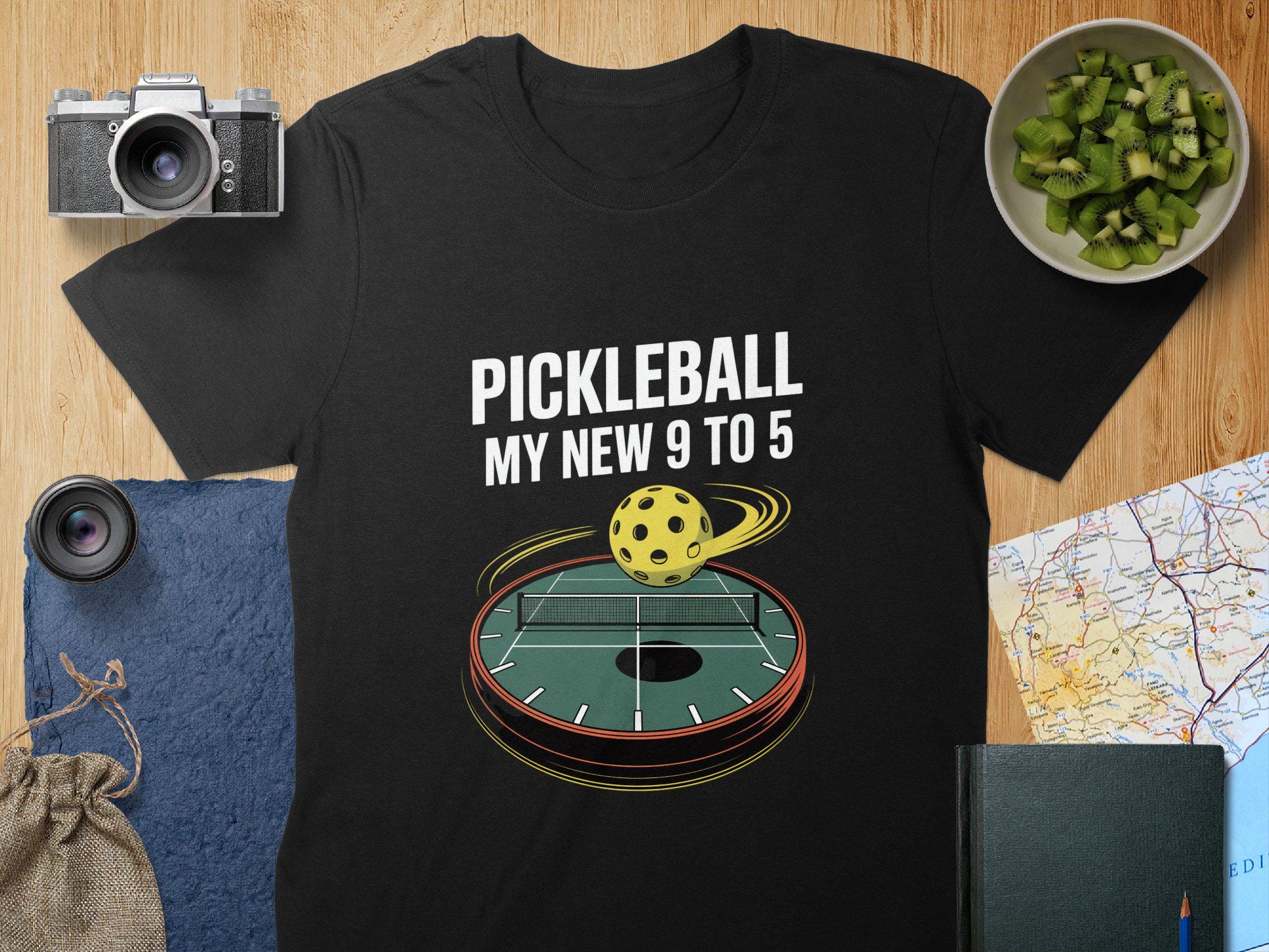 Funny Pickleball Retirement T-Shirt: My New 9 to 5 - Unisex or Women's Tee, Mug