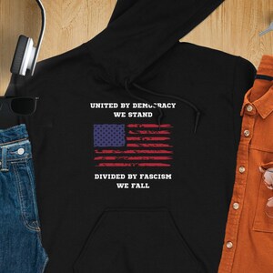United by Democracy We Stand - Vintage American Flag TShirt, USA Patriotic Shirt, Unisex and Women's Tee, Sweatshirt, Hoodie
