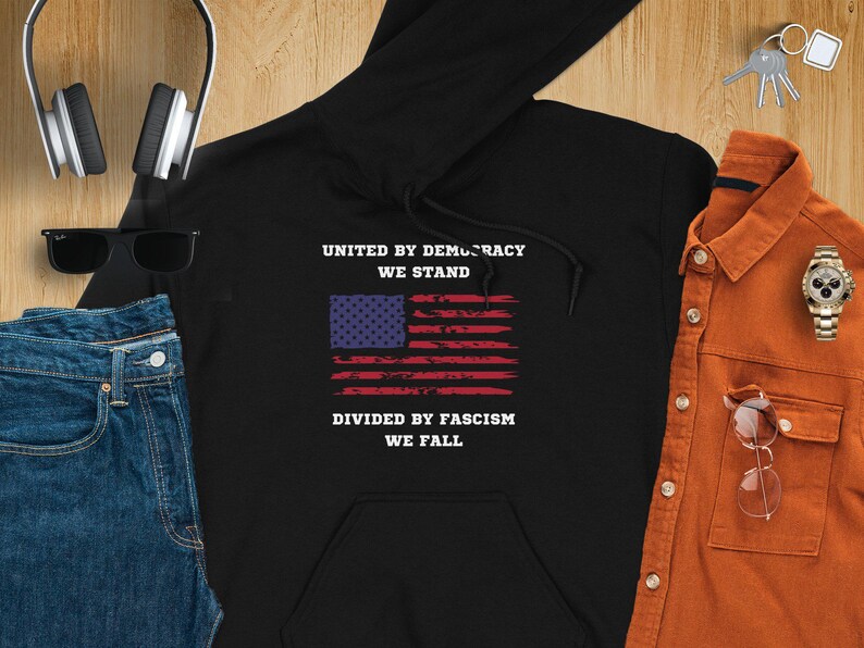 United by Democracy We Stand - Vintage American Flag TShirt, USA Patriotic Shirt, Unisex and Women's Tee, Sweatshirt, Hoodie