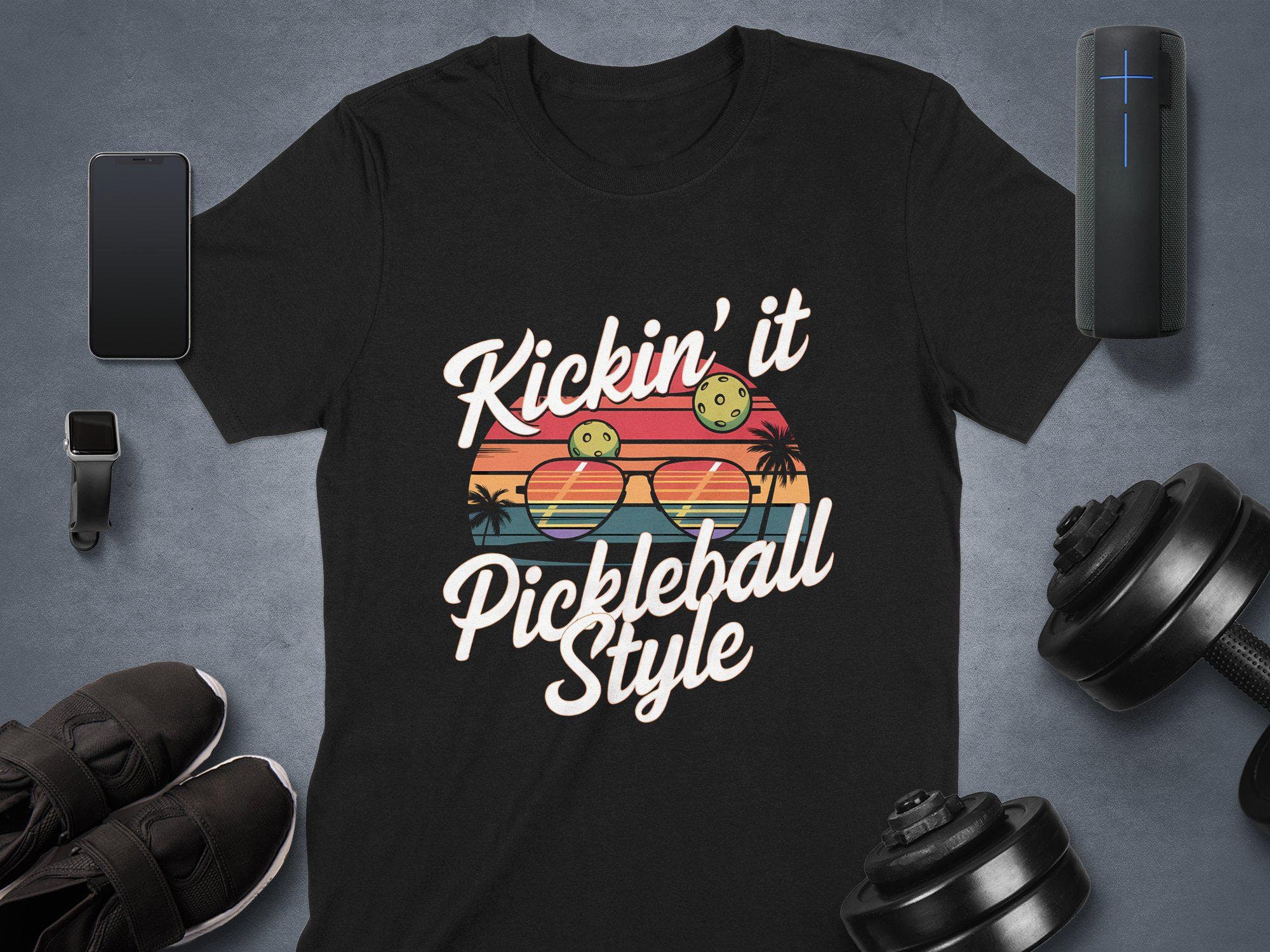 Retro Vintage Pickleball T-Shirt: Kickin' It Style, Mug, Hoodie, Sweatshirt, Tote Bag
