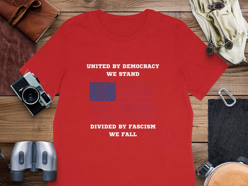 United by Democracy We Stand - Vintage American Flag TShirt, USA Patriotic Shirt, Unisex and Women's Tee, Sweatshirt, Hoodie