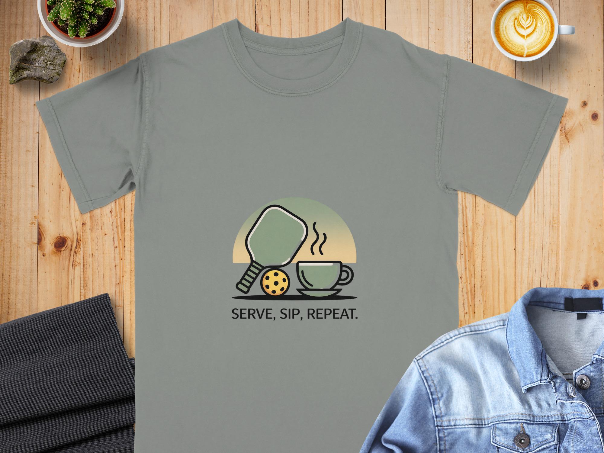 Pickleball Coffee T-Shirt: Serve-Sip-Repeat Comfort Colors Tee