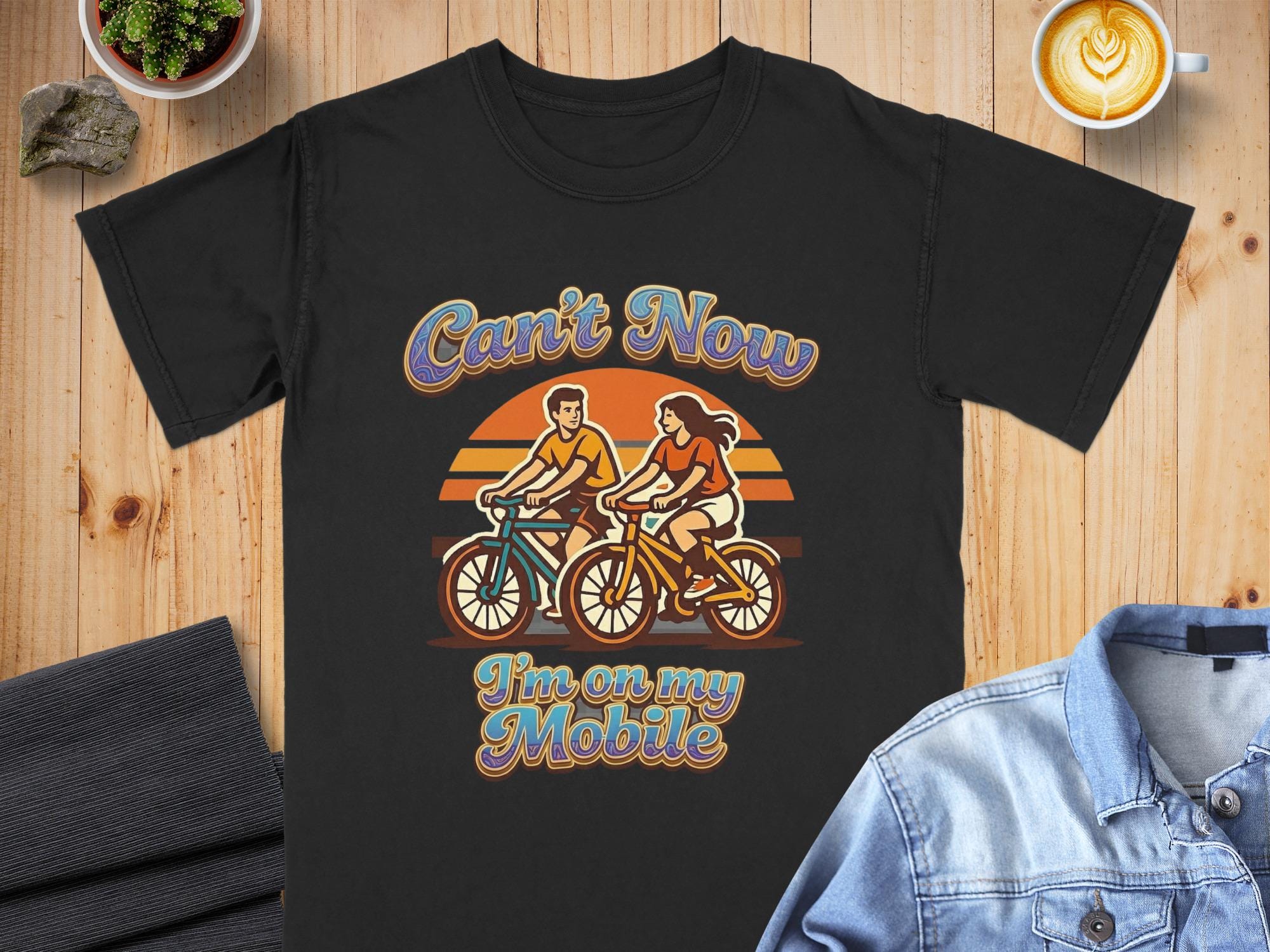 Retro Cycling T-Shirt: "Can't Now - I'm on my Mobile",  Comfort Colors Cotton Tee