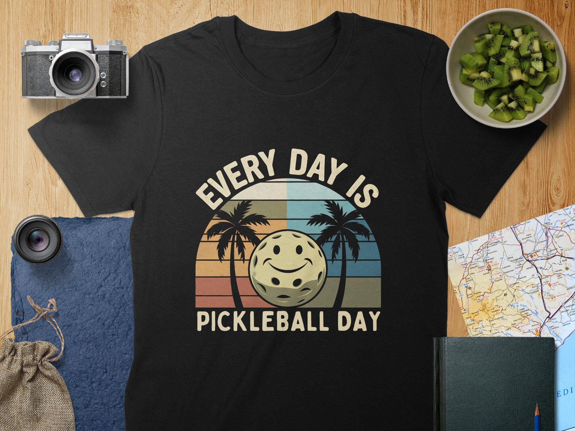 Pickleball T-Shirt: Retro Palm Tree Graphic - Sportswear Gift