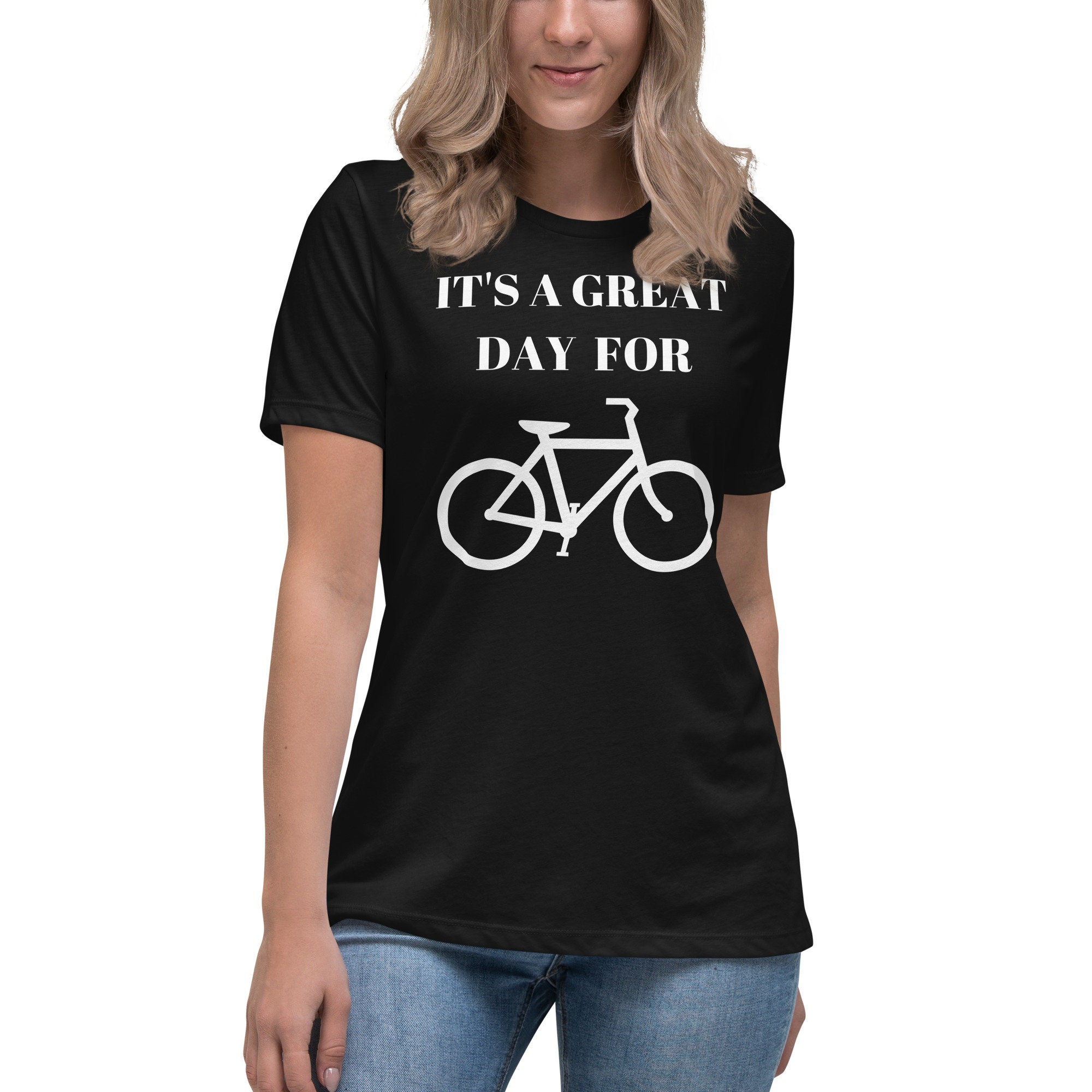 Women's Relaxed Cotton Cycling T-Shirt – "It's a Great Day for Biking"