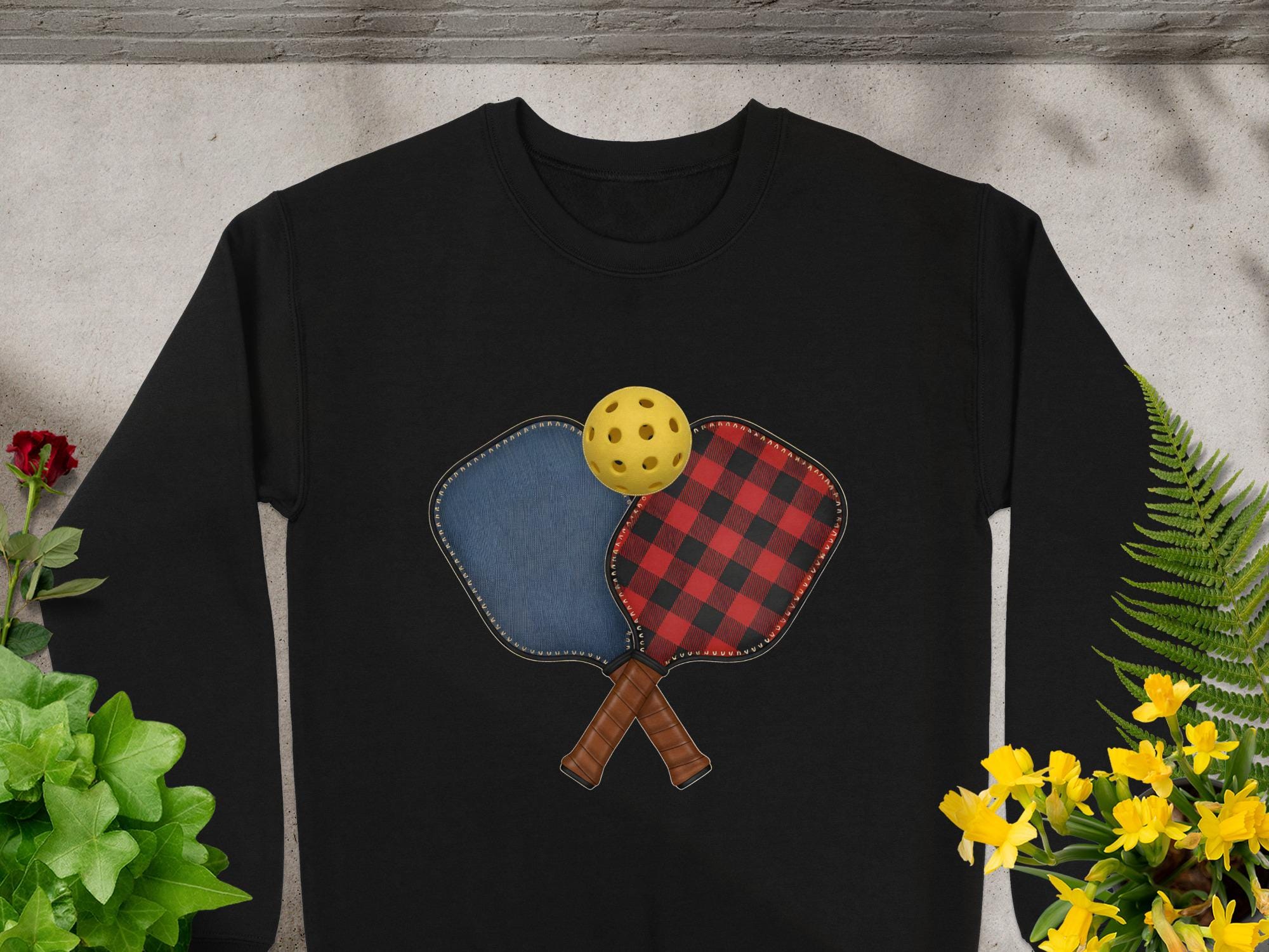 Faux Patchwork Pickleball Sweatshirt, Sporty Casual Wear