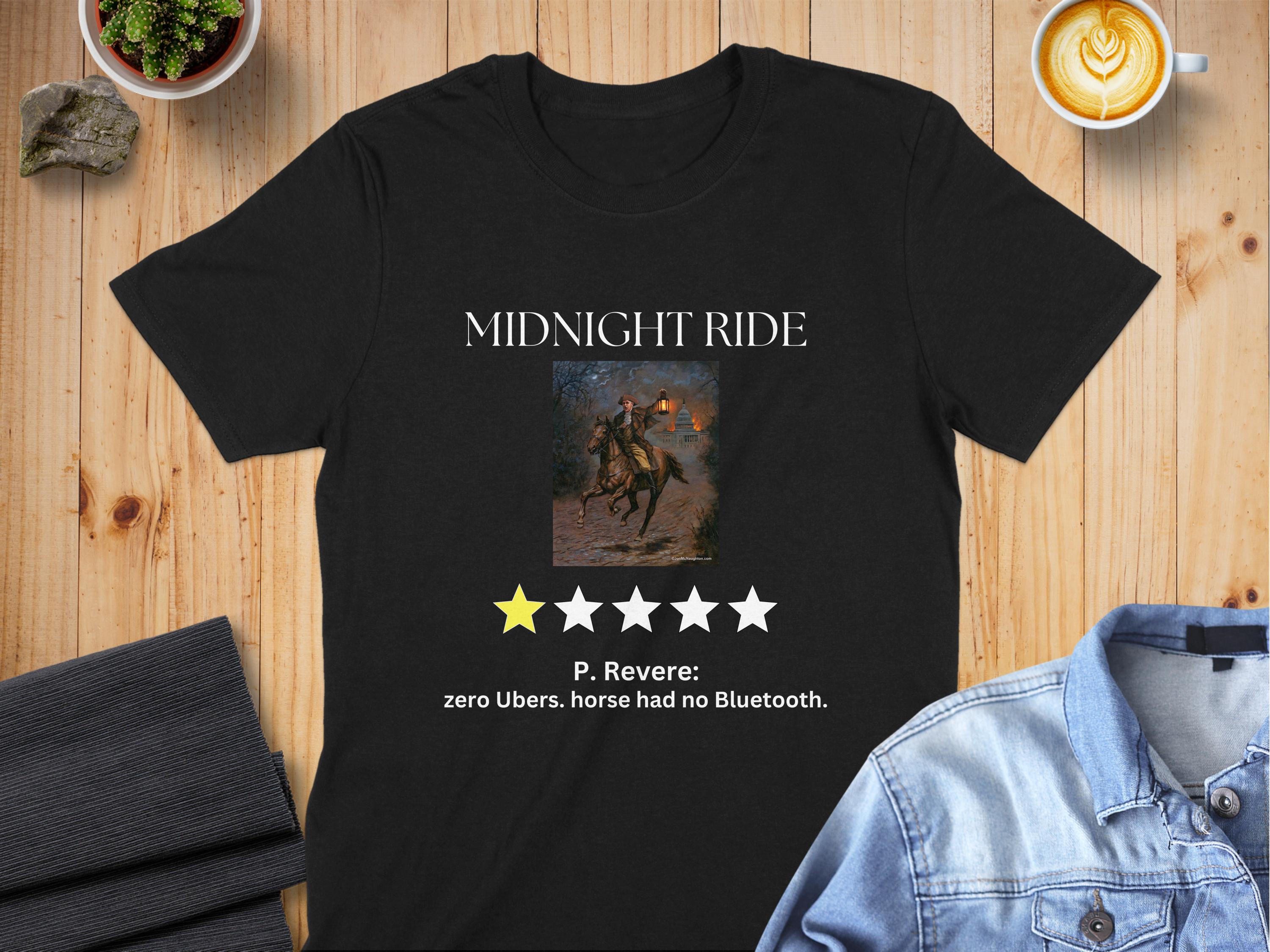 Funny Paul Revere One Star Review T-Shirt: Historical Parody Tee, Sweatshirt, Hoodie, Mug