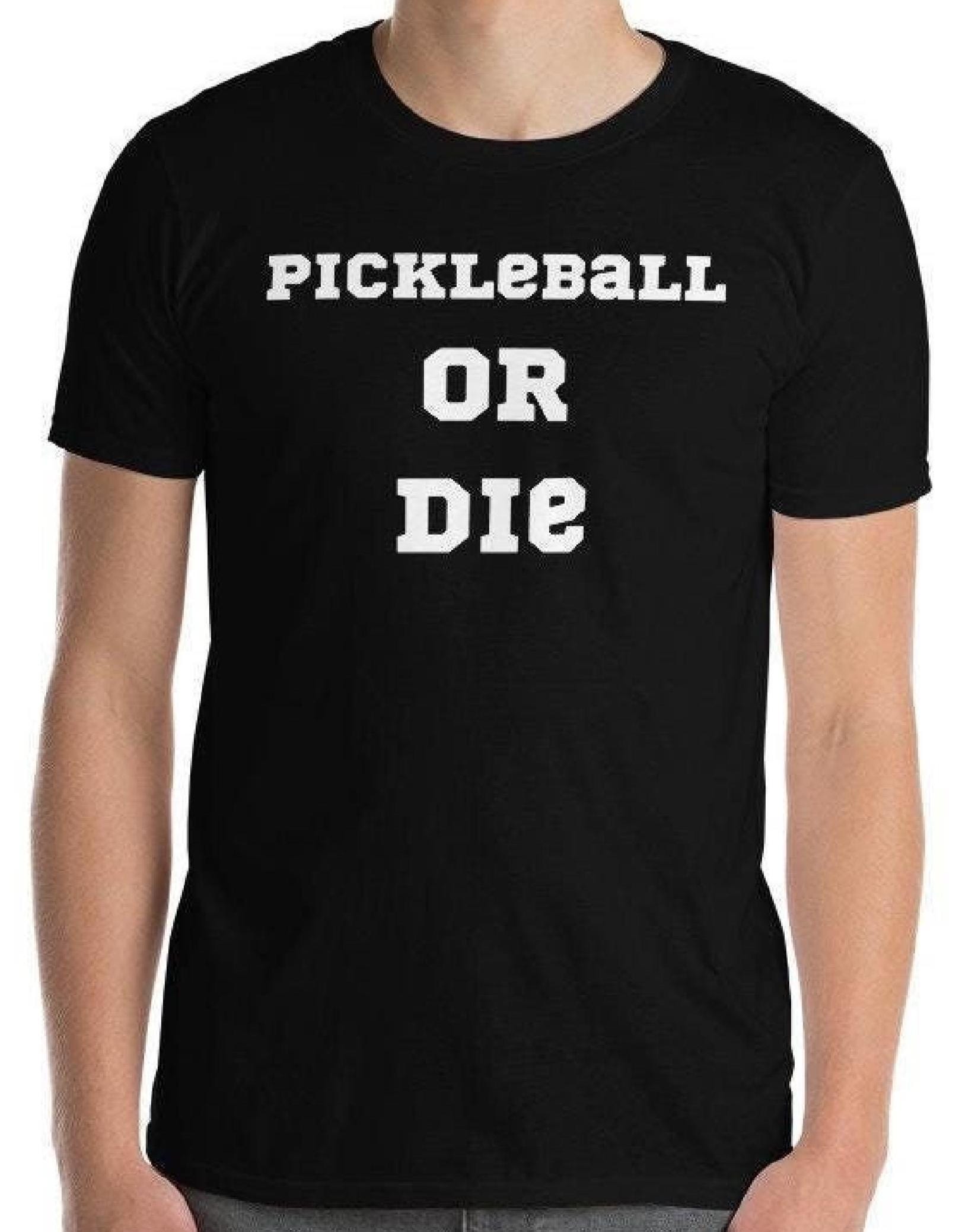 Funny Pickleball or Die Unisex Cotton T-Shirt, Black Navy Dark Heather S-3XL