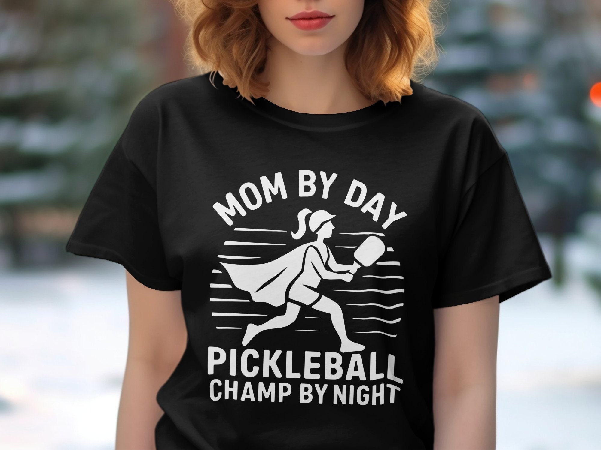 Pickleball Mom T-Shirt: "Mom by Day - Champ By Night" - Cotton Tee, Hoodie, Sweatshirt, Mug, orTote