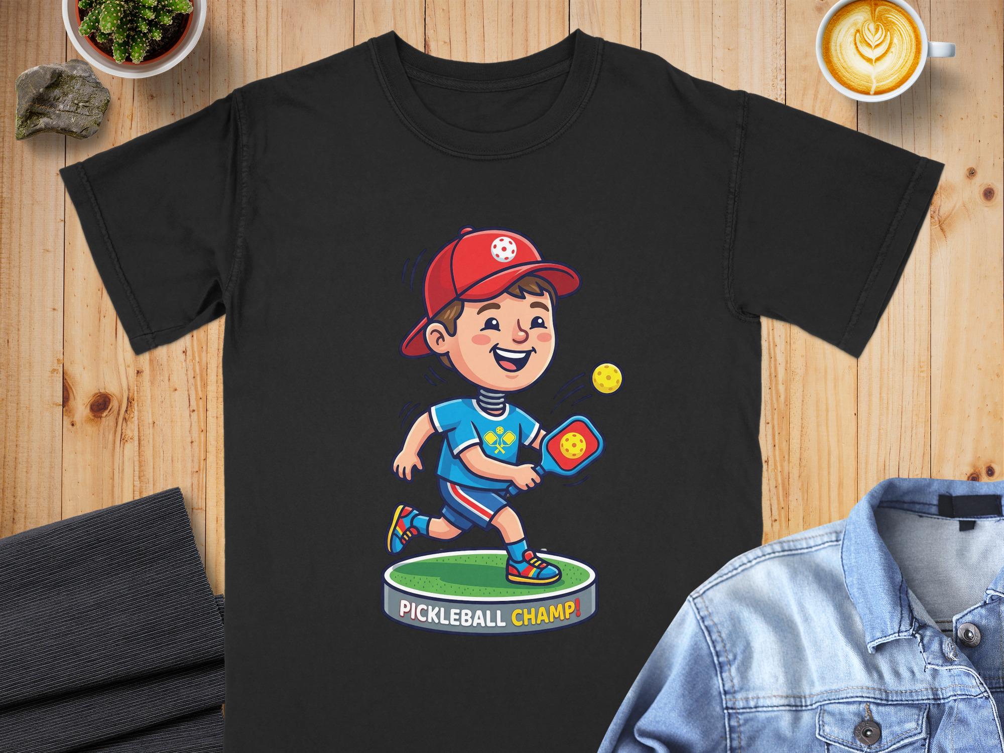 Pickleball Champ T-Shirt | Cartoon Player Graphic Tee | Comfort Colors Cotton Tee