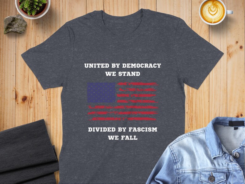 United by Democracy We Stand - Vintage American Flag TShirt, USA Patriotic Shirt, Unisex and Women's Tee, Sweatshirt, Hoodie