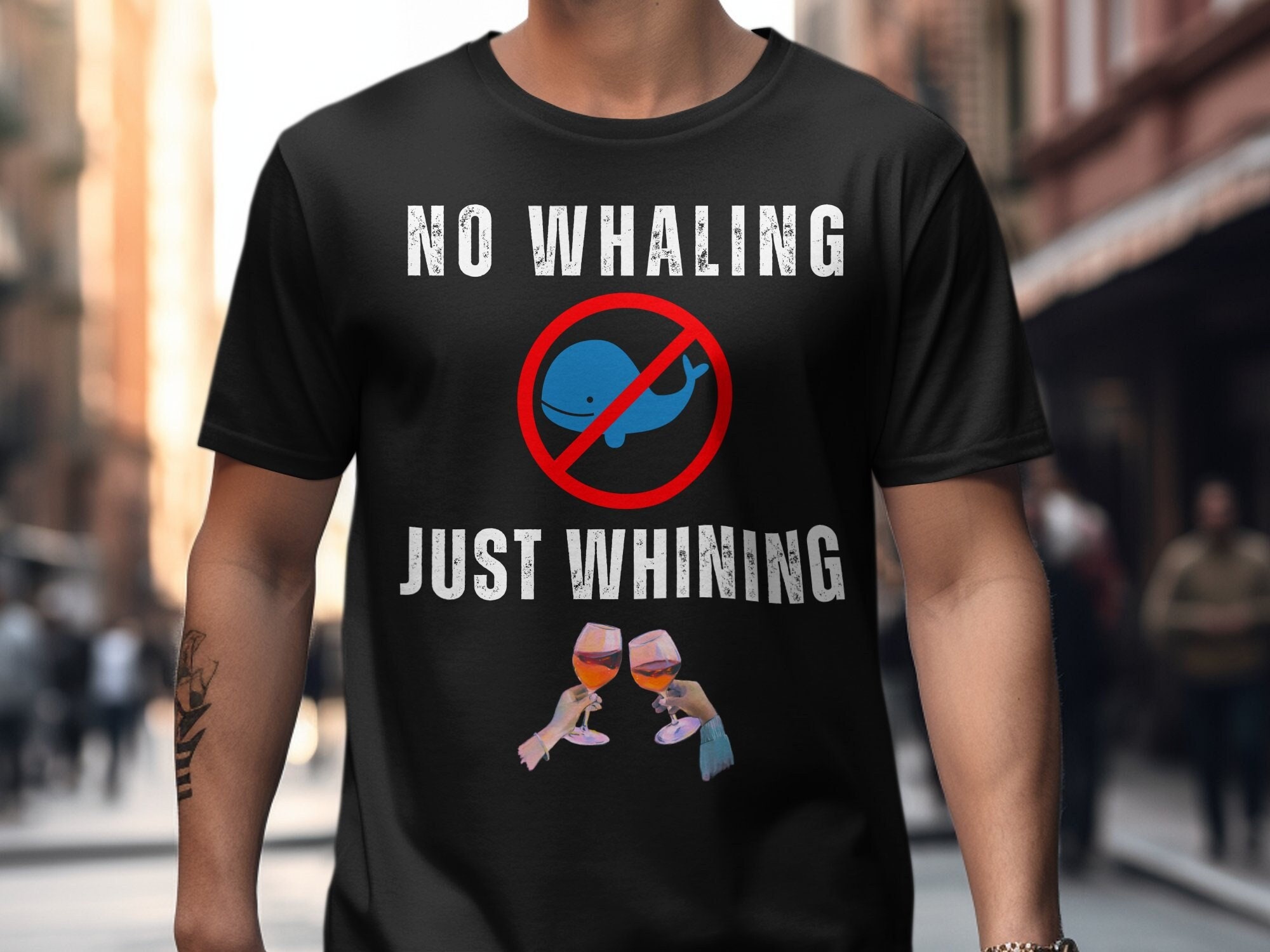 No Whaling Just Whining Graphic Tee: Funny Wine Lover Gift - Tee, Sweatshirt, Hoodie, Mug