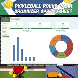 Pickleball Round Robin and Fixed Pairs Organizer Spreadsheet: Score Tracker, Standings (Digital Download)