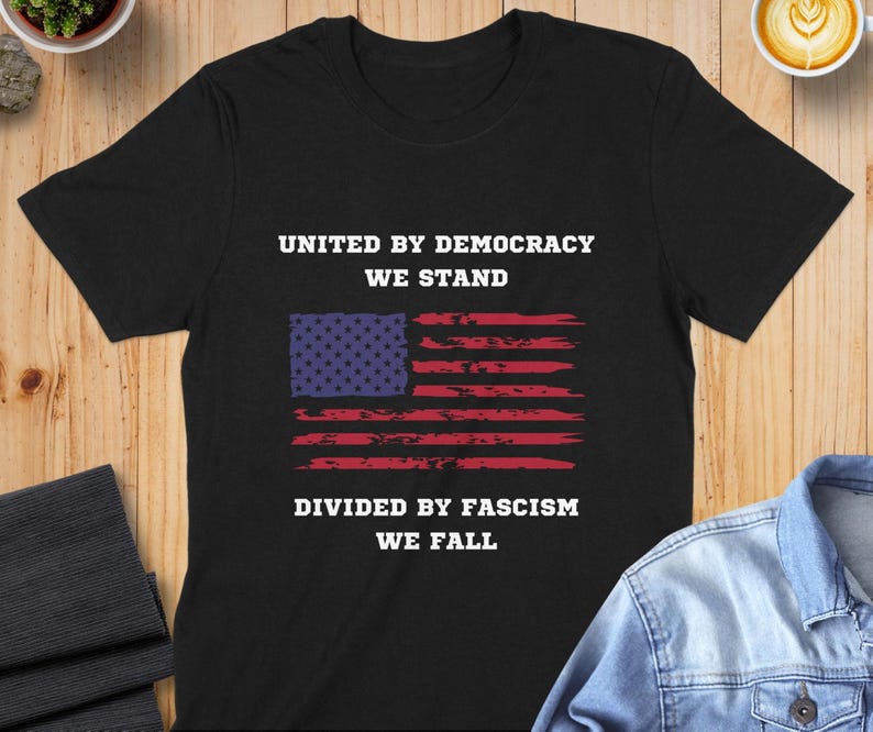 United by Democracy We Stand - Vintage American Flag TShirt, USA Patriotic Shirt, Unisex and Women's Tee, Sweatshirt, Hoodie
