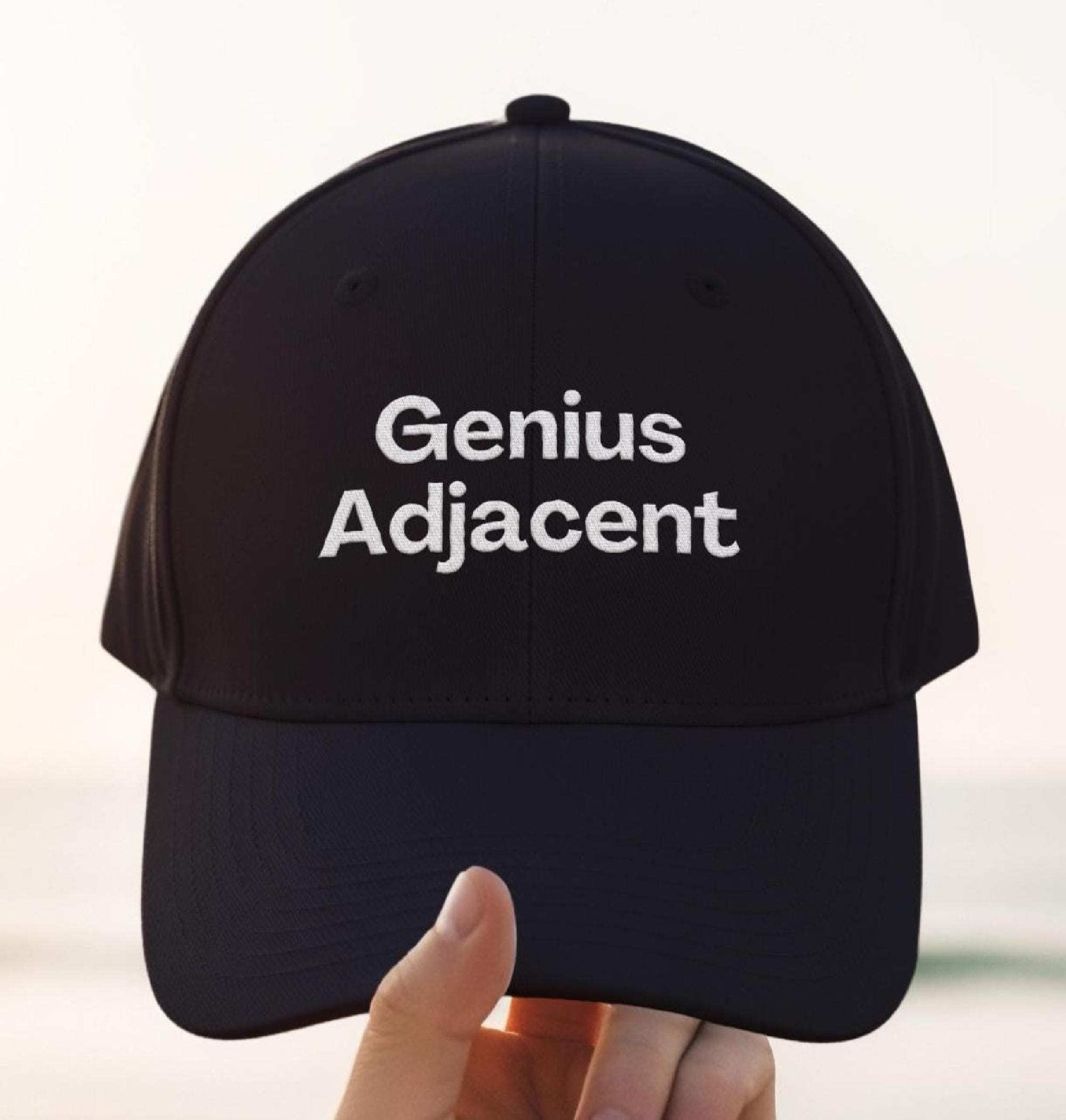 Genius Adjacent Cap: Funny Slogan Hat, Adjustable Fit