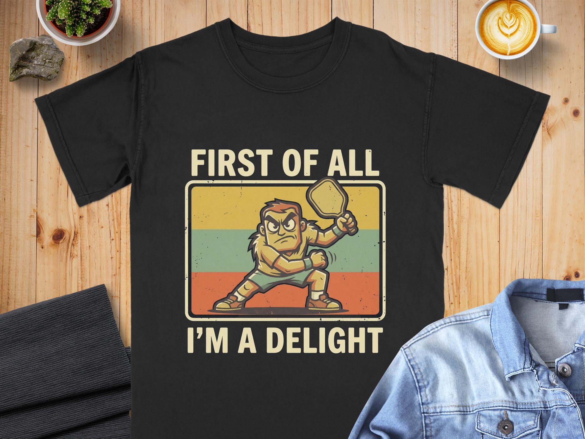 First of All I'm a Delight Pickleball T-Shirt, Comfort Colors Cotton Tee