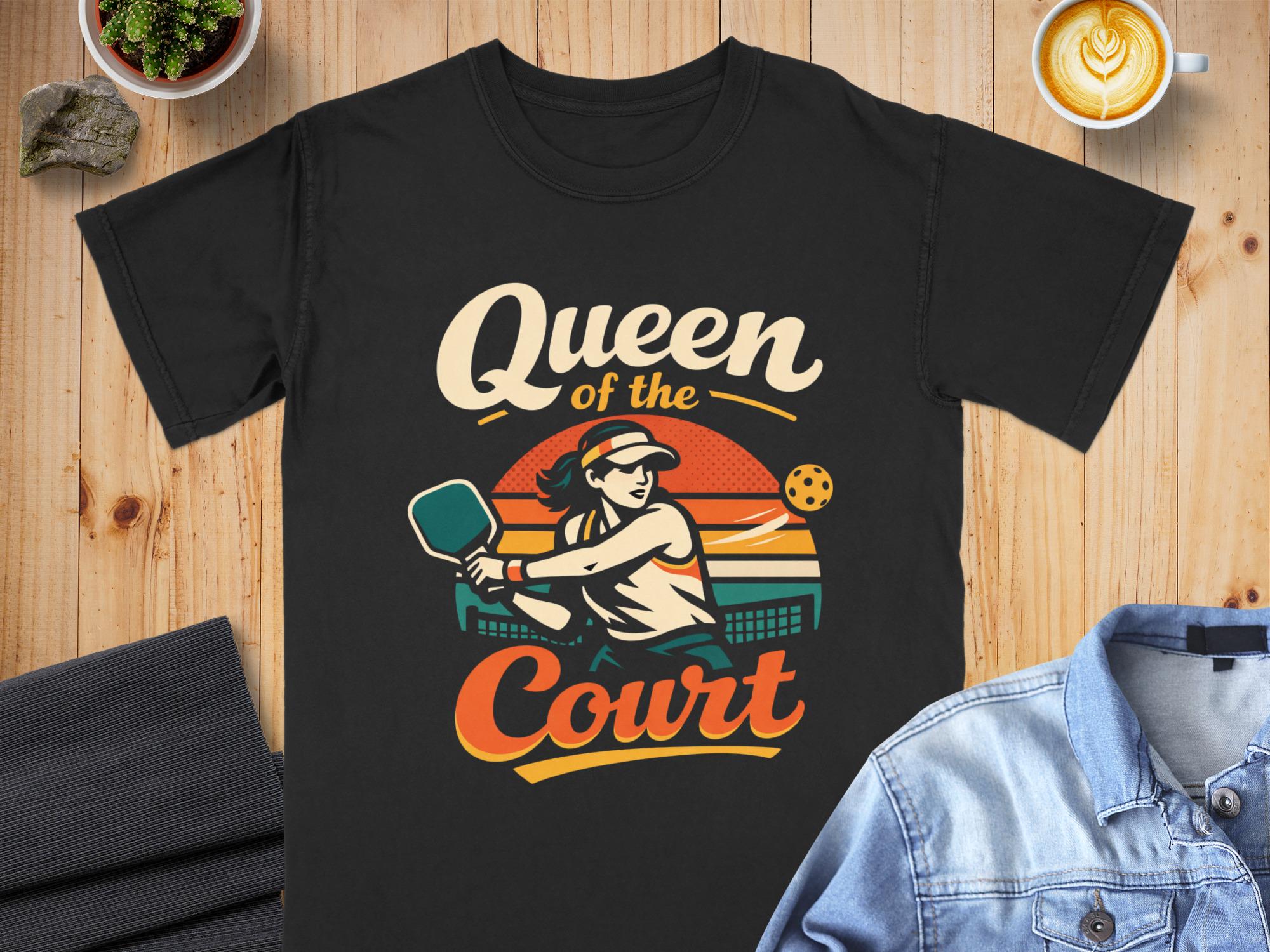 Retro Pickleball T-Shirt "Queen of the Court", Comfort Colors Cotton Tee for Women