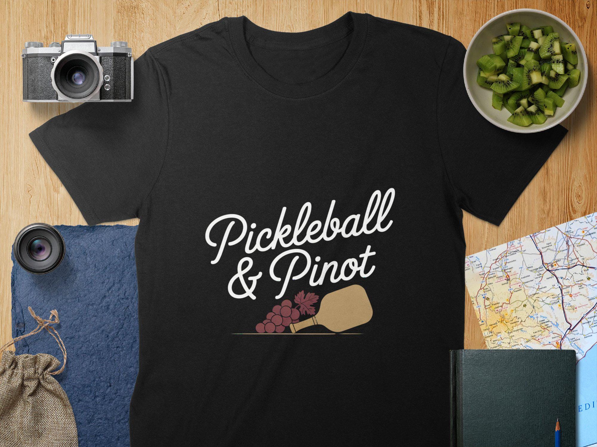 Pickleball & Pinot - Pickleball T-Shirt: Wine Lover Unisex or Women's Tee, Mug