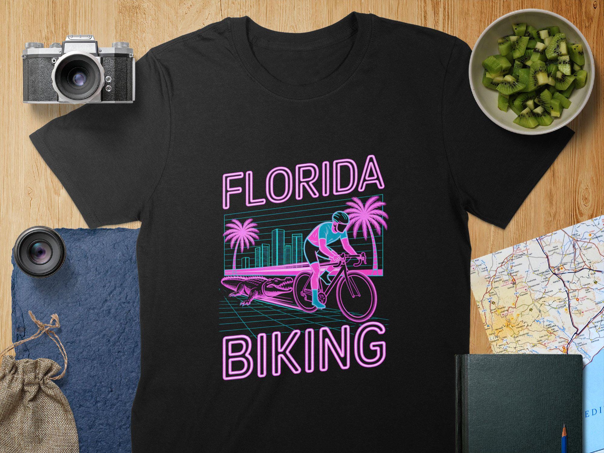 Florida Biking Shirt: Retro Neon Cycling Unisex or Women's Graphic Tee