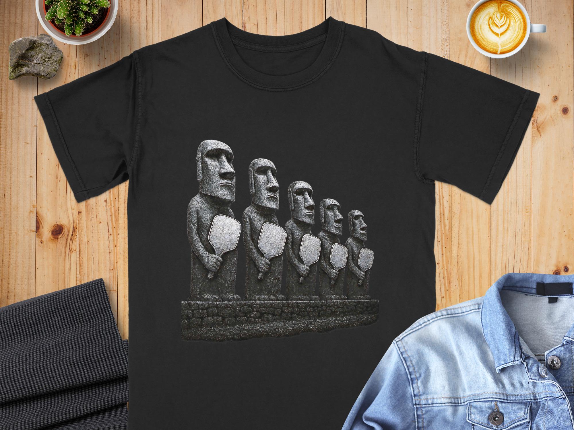 Moai Pickleball T-Shirt: Easter Island Comfort Colors Tee
