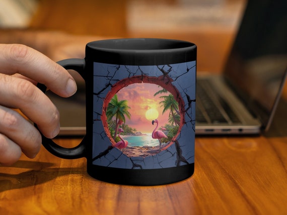 Flamingo Mug: Tropical Beach Sunset 3D Illusion, Coffee Lover Gift - Etsy