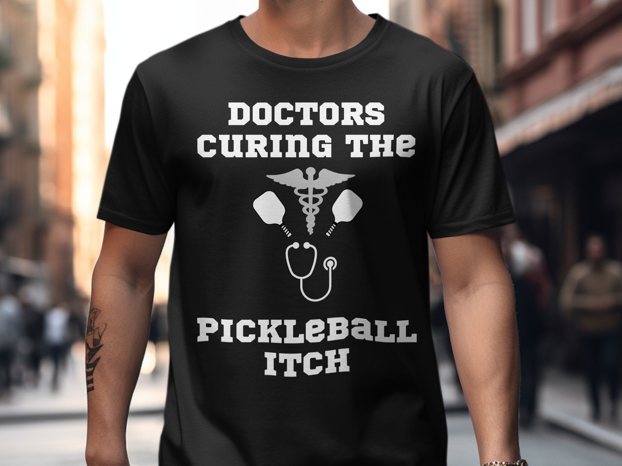 Funny Pickleball Doctor Gift: "Curing the Pickleball Itch" Shirt, Hoodie, Sweatshirt, Mug, Tote Bag