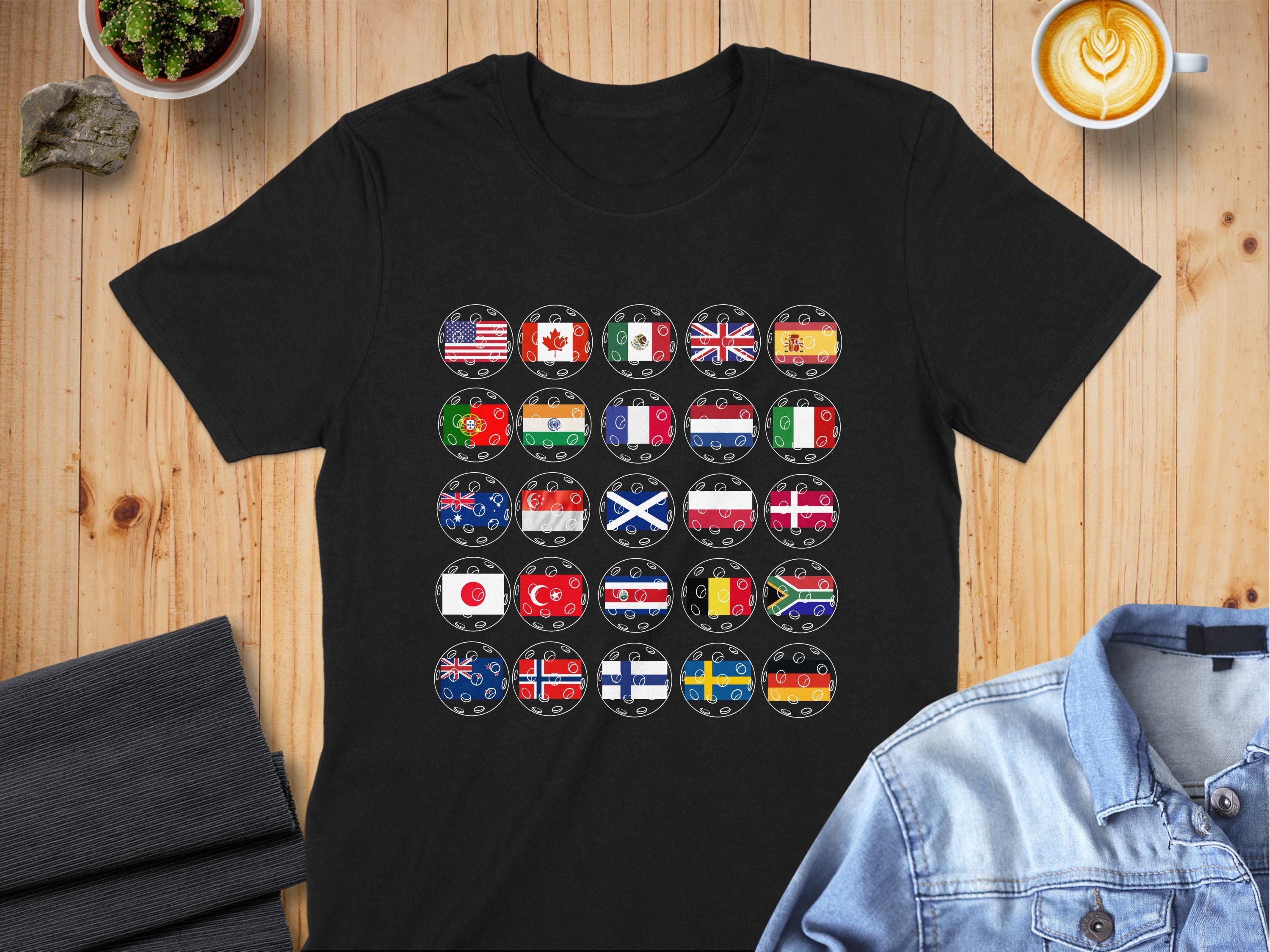 World Flags Pickleball T-Shirt - Unisex or Women's Tee, Sweatshirt, Hoodie