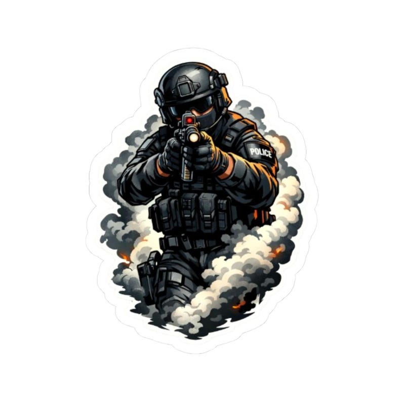 Gun Police Sticker Armed Police Officer Sticker | Kiss-cut Tactical Police Sticker - Etsy
