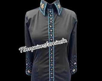 Western Show Shirt: Stretch Rail Shirt with Bling