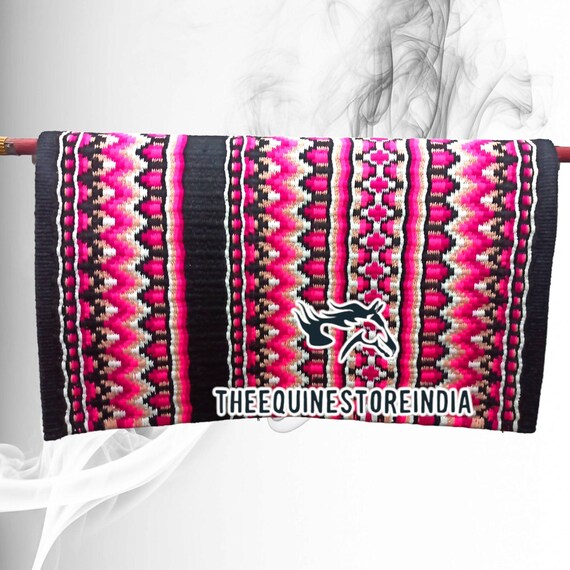 Couverture de selle western pêche | Coussin ranch en laine