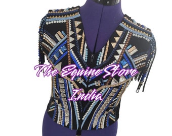 Stretch Fabric Western Show Vest - Bling Glass Beads