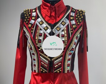 Rhinestone Western Show Vest and Shirt Set – Stretch Fabric