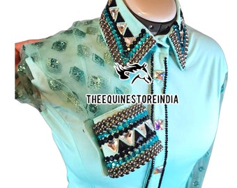Camicia da concorso western (il motivo delle maniche trasparenti può variare a seconda della disponibilità)