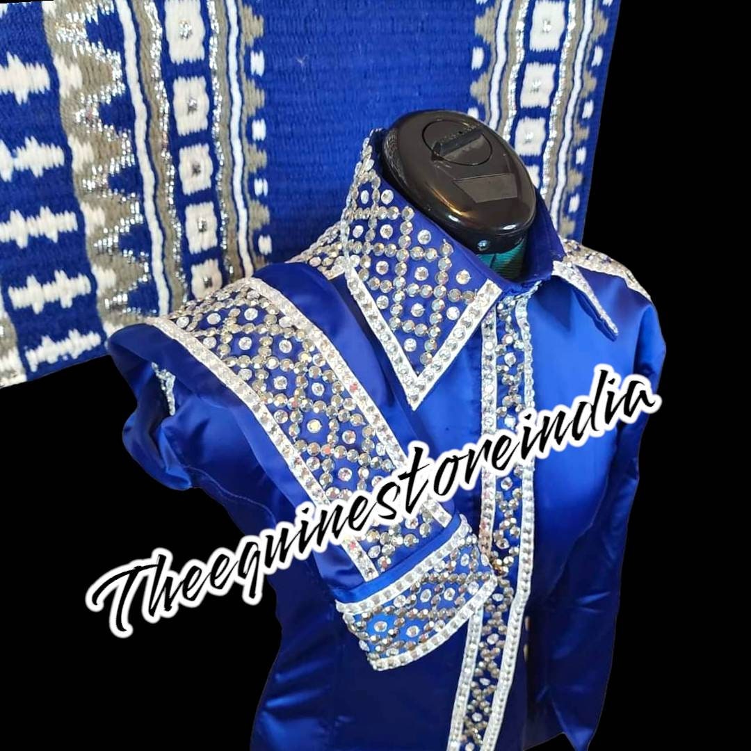 Chemise Western Pour Femme Style équitation - Taille Moyenne - Bleu - Occasion (marque Générique)