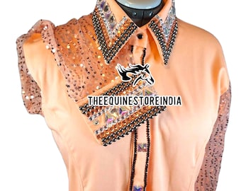Camicia da spettacolo Western (il motivo delle maniche trasparenti può variare in base alla disponibilità)